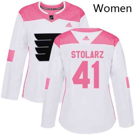 Womens Adidas Philadelphia Flyers 41 Anthony Stolarz Authentic WhitePink Fashion NHL Jersey